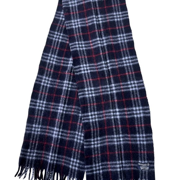 Burberry Classic Check Scarf Black 100% Lambswool Unisex Scarf Made In England - Picture 1 of 7